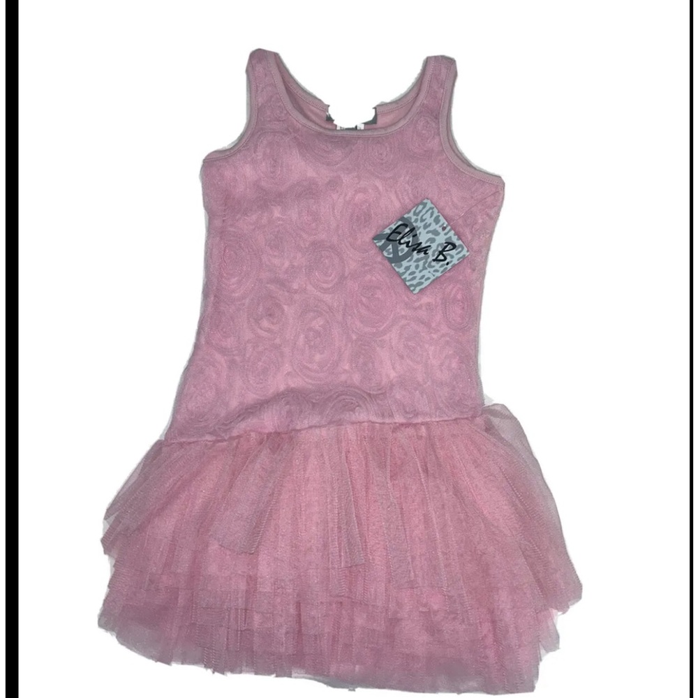 Elisa B Dressy Girls Dress Pink Tutu Size 6 Flowers